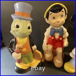 Lot 9 Disney Ceramic Figurines Mickey & Minnie Mouse Pinocchio Donald Jiminy