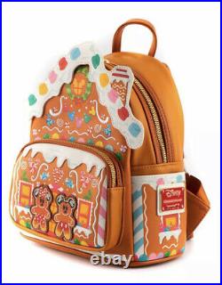 Loungefly DISNEY GINGERBREAD HOUSE MICKEY AND MINNIE MOUSE MINI BACKPACK Excl