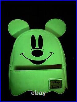 Loungefly Disney Ghost MICKEY MOUSE Glow in the Dark MINI Backpack New In Hand
