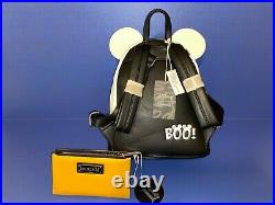 Loungefly Disney Ghost Mickey Mini Backpack Glows In Dark + Pumpkin Wallet NEW