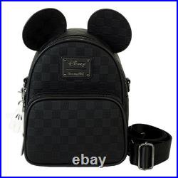 Loungefly Disney Mickey Mouse Black Checked Convertible Crossbody New With Tags