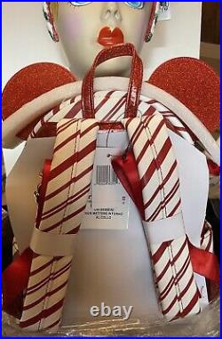Loungefly Disney Mickey Mouse Candy Cane Peppermint Backpack & Ear Headband Nwot