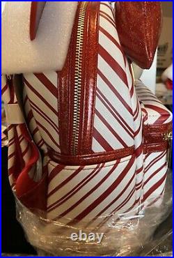 Loungefly Disney Mickey Mouse Candy Cane Peppermint Backpack & Ear Headband Nwot