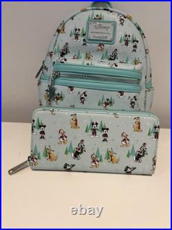 Loungefly Disney Mickey Mouse Christmas Festive Backpack Donald Duck Goofy NEW