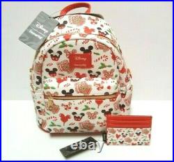 Loungefly Disney Mickey Mouse Holiday Treats Mini Backpack And Cardholder Set