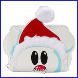 Loungefly Disney Mickey Mouse Sequin Snowman Mini Backpack & Wallet NWT
