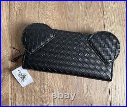 Loungefly Disney Parks Wallet Purse Mickey Mouse Ears Black Woven Faux Leather