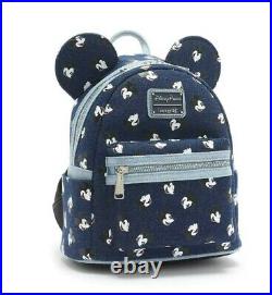 Loungefly Mickey Mouse Denim Backpack disney brand new