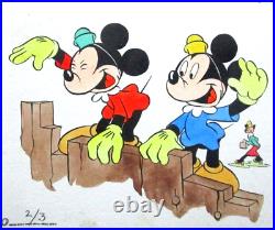 MICKEY MOUSE NEPHEWS 1950's WALT DISNEY ORIGINAL drawing cel PAINTING for BOOK