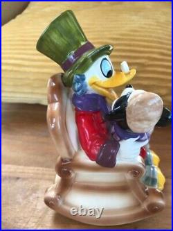 MICKEY MOUSE & UNCLE SCROOGE ceramic Music Box ROCKING CHAIR Donald Duck DISNEY
