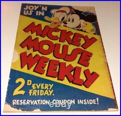 MICKEY MOUSE WEEKLY XMAS SPECIAL UK 1939 very rare 1st app PINOCCHIO Walt Disney