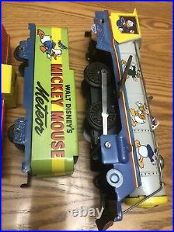 Marx O 4 Piece Disney Mickey Mouse Meteor Wind Up Train Set 1950-51 WORKING