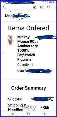 Medicom Fragment Disney 90th Anniversary Mickey Mouse Bearbrick 1000% In Hand