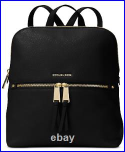 Michael Kors Rhea Medium Slim Black Pebble Leather Backpack SEALED PACKAGE