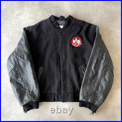 Mickey Mouse Club Letterman Jacket Mens XL Disney Embroidered Bomber, Black