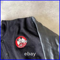 Mickey Mouse Club Letterman Jacket Mens XL Disney Embroidered Bomber, Black