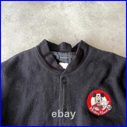 Mickey Mouse Club Letterman Jacket Mens XL Disney Embroidered Bomber, Black