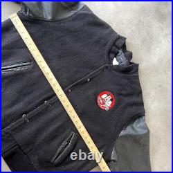 Mickey Mouse Club Letterman Jacket Mens XL Disney Embroidered Bomber, Black