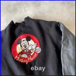 Mickey Mouse Club Letterman Jacket Mens XL Disney Embroidered Bomber, Black