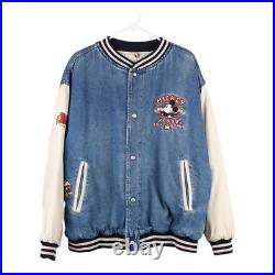 Mickey Mouse Disney Cartoon Varsity Jacket Large Blue Cotton