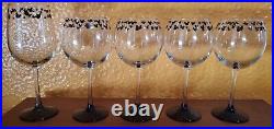 Mickey Mouse Disney Wine Glass Black Ears Silhouette Pattern Set Of 5