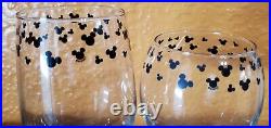Mickey Mouse Disney Wine Glass Black Ears Silhouette Pattern Set Of 5