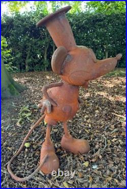 Mickey Mouse Large Cast Iron Garden Sculpture Art Statue Steamboat Willie
