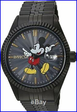 Mickey Mouse Men's Watch Stainless Steel Black Casual Wristwatch Invicta Quartz