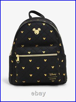Mickey Mouse Mini Backpack Black Quilted Gold Mickey Disney & Loungefly SEALED