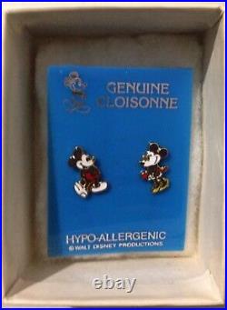 Mickey Mouse & Minnie Mouse Cloisonne Earrings Walt Disney World Epcot Center