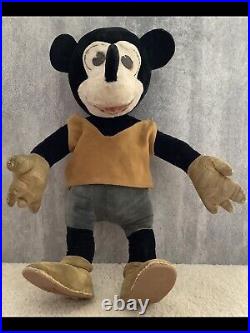 Mickey Mouse Open Mouth Dean's Rag Book Disney Soft Toy. Restored RARE 1940s