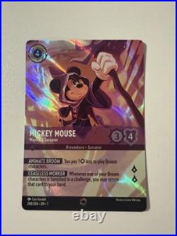 Mickey Mouse Wayward Sorcerer Disney Lorcana Enchanted Rare 208/204 Pack Fresh