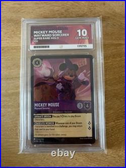 Mickey Mouse Wayward Sorcerer Holo Disney Lorcana, Ace Graded 10