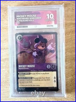Mickey Mouse Wayward Sorcerer Holo Disney Lorcana, Ace Graded 10