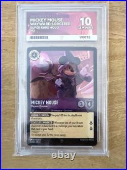 Mickey Mouse Wayward Sorcerer Holo Disney Lorcana, Ace Graded 10
