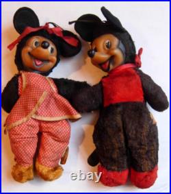 Mickey and Minnie Mouse soft plush toy 1950s Disney Semco Made in England