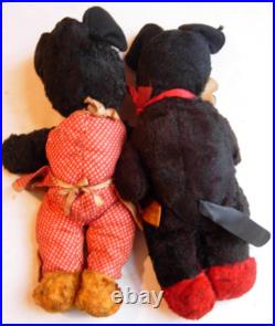 Mickey and Minnie Mouse soft plush toy 1950s Disney Semco Made in England