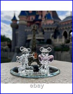 Minnie & Mickey Parisian in glass with Eiffel Tower, by Arribas Disneyland Paris Minnie & Mickey Parisian in glass with Eiffel Tower, by Arribas Disneyland Paris