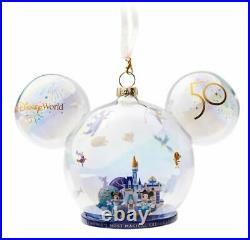 NEW 2021 Disney World 50th Anniversary Mickey Mouse Icon Glass Ornament IN HAND