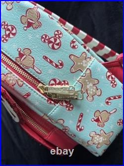 NEW Disney Christmas Candy Cane Mickey Mouse Gingerbread Loungefly Mini Backpack