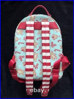 NEW Disney Christmas Candy Cane Mickey Mouse Gingerbread Loungefly Mini Backpack