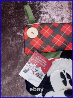 NEW Disney Parks Mickey Mouse Christmas Stocking Walt's Holiday Lodge Pom Plaid