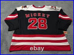 NEW Disney Parks Mickey Mouse Hockey Jersey Adult Large Black Red 28 WDW White
