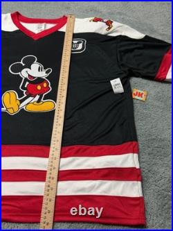 NEW Disney Parks Mickey Mouse Hockey Jersey Adult Large Black Red 28 WDW White
