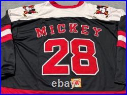 NEW Disney Parks Mickey Mouse Hockey Jersey Adult Large Black Red 28 WDW White