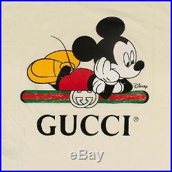 NEW GUCCI x DISNEY Off-White Cotton Mickey Mouse Print Over-Sized T-Shirt Size M