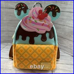 NEW Loungefly Disney Mickey Mouse Sundae Sweet Treat Backpack Factory Error