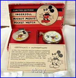 NIB Ingersoll Disney Mickey Mouse LE 1933 Reproduction Pocket Watch #0336/5000