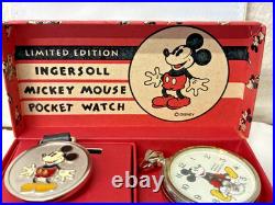 NIB Ingersoll Disney Mickey Mouse LE 1933 Reproduction Pocket Watch #0336/5000