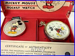 NIB Ingersoll Disney Mickey Mouse LE 1933 Reproduction Pocket Watch #0336/5000